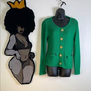 The Hanger Green Cardigan Sweater with Round Neckline